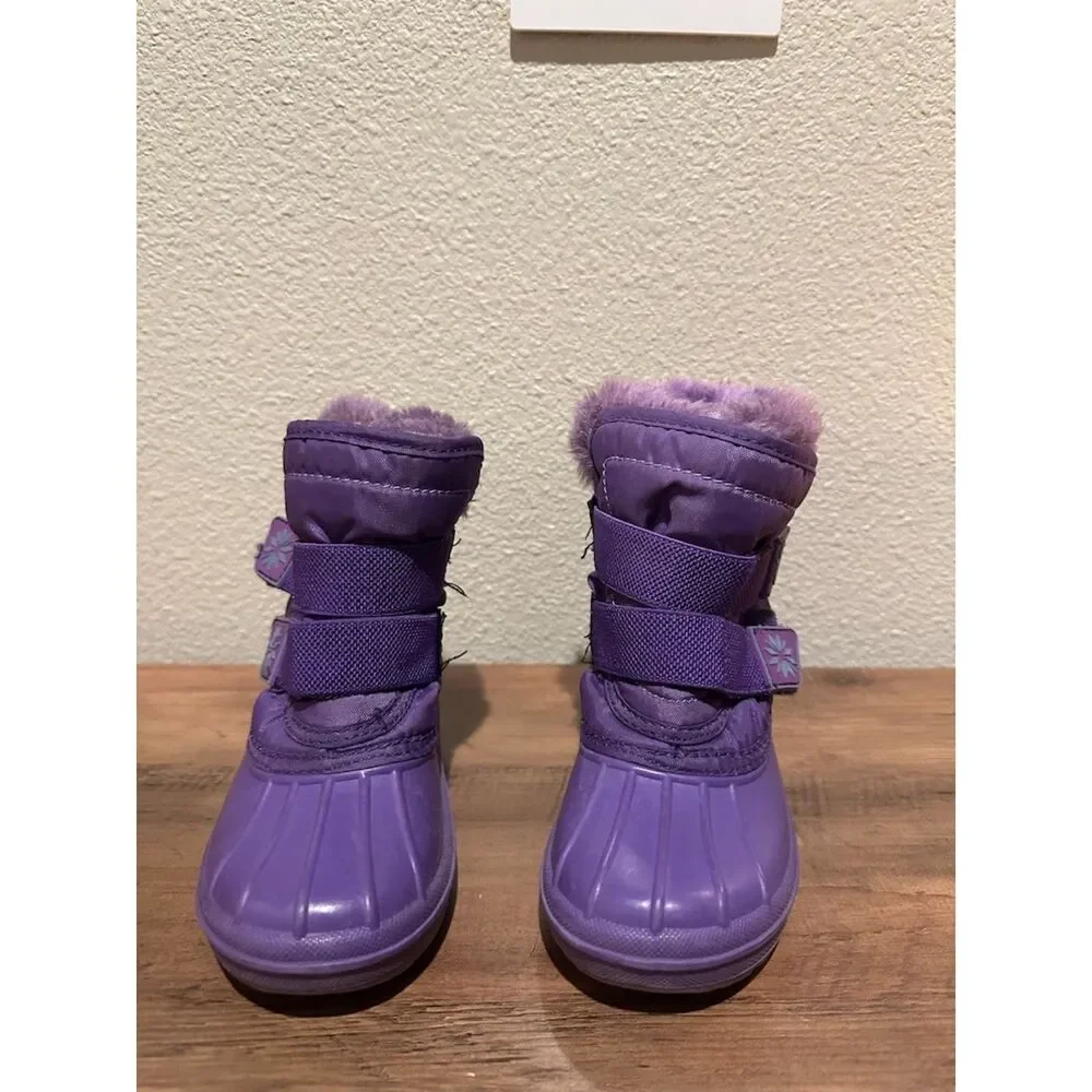 Purple Toddler Snow Boots with Adjustable Straps Size 7/8